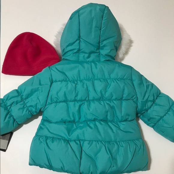 London Fog Girl's Turquoise Jacket Faux Fur - Picture 13 of 16